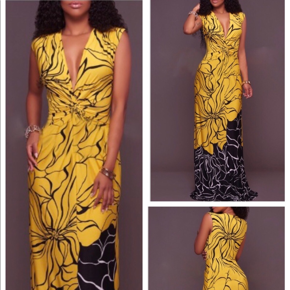 Deep V maxi dress